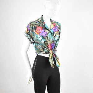 Vintage Parrot Button Up Tropical Shirt Size 10